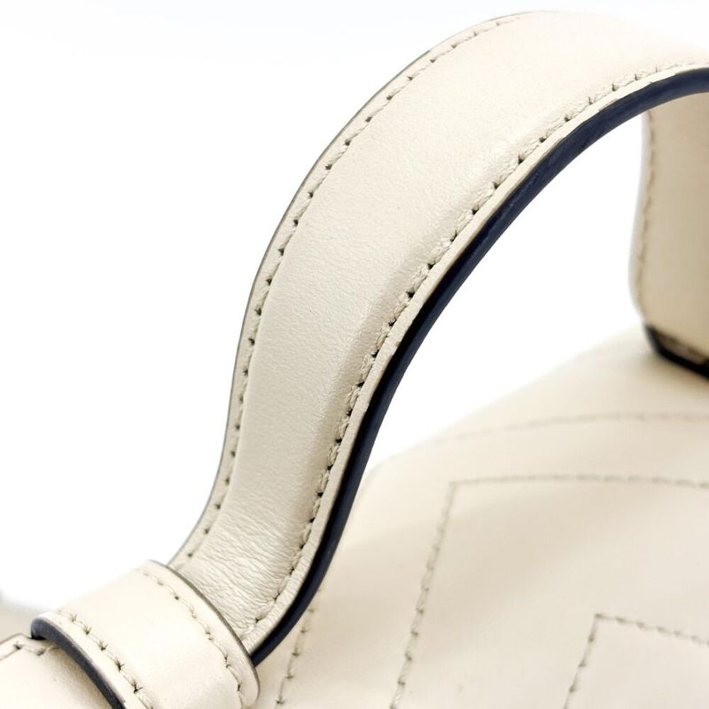 Gucci Gg Marmont Top Handle Flap Matelasse Leather White Leather Handbag - Picture 12 of 16
